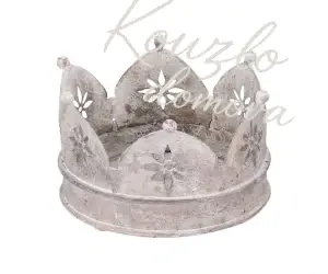 Vintage kovový dekorativní svícen koruna - 18*Ø15*11cm