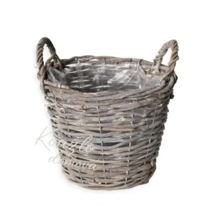 Koš proutí pr.15V15/19cm šedá